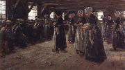 Max Liebermann The Flax Spinners oil